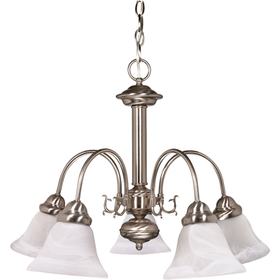 Nuvo Lighting 60/181  Ballerina - 5 Light - 24" - Chandelier with Alabaster Glass Bell Shades in Brushed Nickel Finish